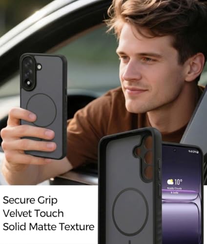 Image of VONZEE Matte Magnetic Case Compatible for OnePlus Nord 5 5G Wireless Charging Shockproof Anti-Scratch TPU PC Slim Fit Full Protection Phone Cover for OnePlus Nord 5 5G-Black