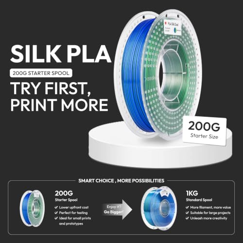 Image of AMOLEN 3D Printer Filament Silk Filament 1.75mm Dual Color Blue-Green 200g