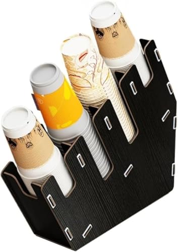 GEBYUI 天然木製多機能紙コップホルダー カップディスペンサー機能付き 大容量収納紙コップ・ペットボトル・小物 多分区設計 省スペース オフィス・カフェ・家庭用 木製調理器具収納?