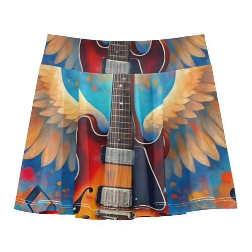 Joisal Tennis Skirts for Kids Electric Guitar Wings Notes Athletic Shorts for Girls Skorts Casual Little Girl 4t