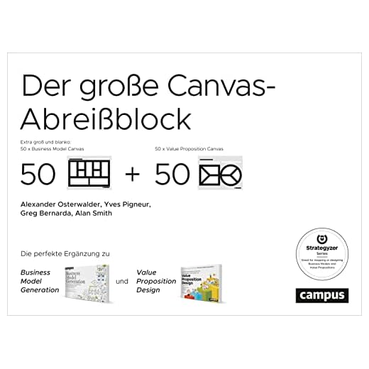 Der große Canvas-Abreißblock: Die perfekte Ergänzung zu Business Model Generation und Value Proposition Design. Extra groß und blanko: je 50 Vorlagen Business Model Canvas und Value Proposition Canvas