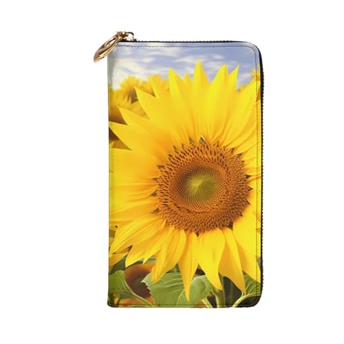 Sunflowers Wallet for Men Women Long Purse Leather Clutch Large Business Handbag Travel Phone Holder Credit Card Holder Money Case with Zipper Leather Wallets Gift2