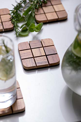 Porta Copos de Madeira - 4 Peças