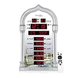 Qsnmieo Azan Clock for USA-Athan Wall Clock-Prayer Islamic Clock,Read Home/Office/Mosque Digital Azan Clock-Ramadan Eid Gifts Silver