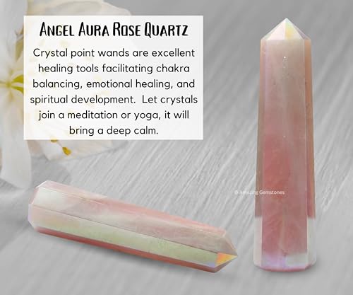 Image of Amazing Gemstone Angel Aura Rose Quartz Crystal Towers ~ Natural Healing Crystal Point Obelisk for Reiki Healing and Crystal Grid (3 inch to 4 inch INCH)