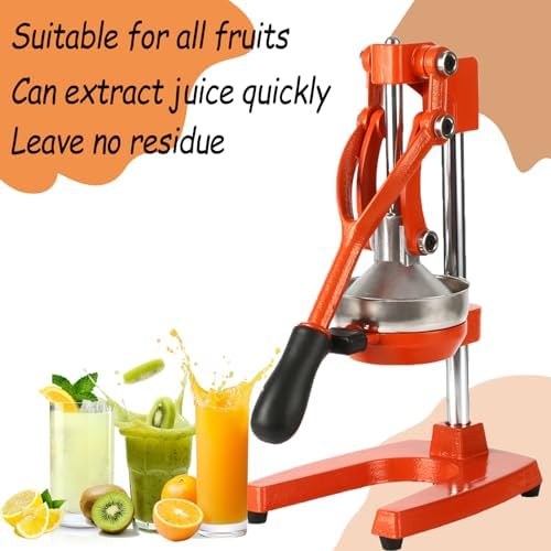 Heavy-Duty Cast Iron Citrus Juicer - Easy Clean Manual Juicer for Home, Restaurant & Cafe - Sturdy Stainless Steel Design, Perfect for Fresh Juice (White)