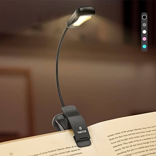 Vekkia Lampe LED rechargeable chaude et blanche pour lire dans le lit. 3 luminosité × température de 3 couleurs, léger, jusqu'à 70 heures de lecture. Parfait pour les vers de livres et les enfants Cover
