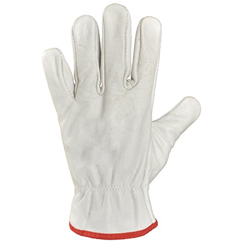 Image of Grain Leather TIG Welding & Driver Gloves, Heavy Duty Industrial Work Gloves for Fabrication, Machinery Handling, Construction & Maintenance, White, Pack of 3 Pairs