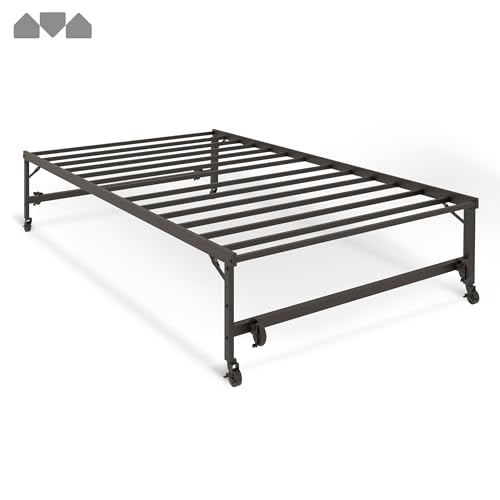 image for Milliard Roll-Out Trundle Bed with Wheels, Modern Black Frame, Trundle