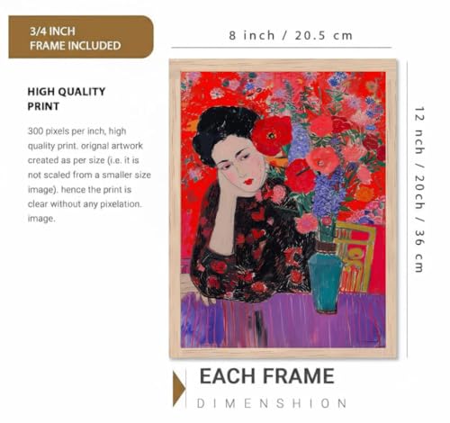 Image of BLINKART Henri Matis Aesthetic Modern Art Walls With Frame | Natural Wood Texture | Living Room Bedroom Office Wall Decoration | Poster Home Decor Frames Wall Bedroom | 12x8 Inches (D462)