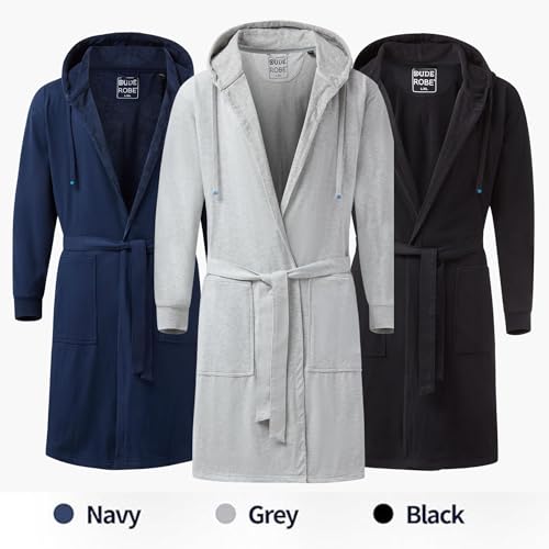 Image of DudeRobe Men's Robe - Hooded TERRY Bath Robe for Men with Pockets | Soft, Comfy Men's Bathrobe from Shark Tank