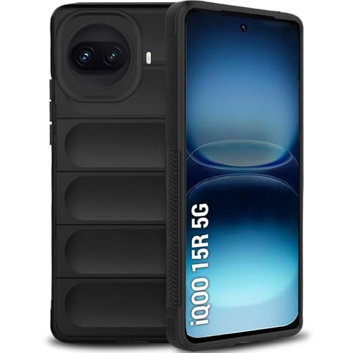 Image of TheGiftKart Liquid Silicon Back Cover Case for iQOO 15R 5G | Shockproof Military Grade Protection | Micro-Fibre Cloth On Inner Side | Built-in Anti-Slip Grip Cover Case for iQOO 15R 5G (TPU, Black)