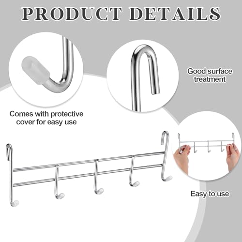 Croblissful KAO-CROBLISSFUL-206 2 Pcs 5 Hook Attachment For Wire Shelving 1.5 X 12 X 4 Inch Hanging Hooks Rack Wire Chrome Plated Steel Shelf Accessories Metal Hook Bars thumb #2