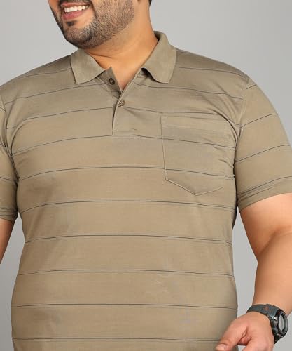 Image of INKKR Half Plus Size Men's Regular Fit Striped Tshirt
