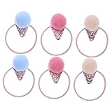 ELAYARD 12個 毛球スパンコールヘアゴム 弾力性髪留め キッズ用ポニーテールホルダー 可愛いファーボール付き 女の子用ヘアアクセサリー