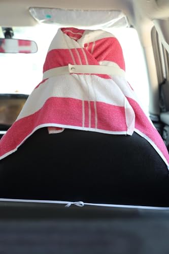 Image of Car Seat Cover, Towel Fabric, Elastic Fitting, Front Seat, Universal Fit for All Models, Pack of 2 (PINKLINE)