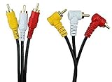 Wv-lq406-1 Triple RCA Stereo Audio and Video Cable - Right Angle to Straight 3.2ft / 1 Meter