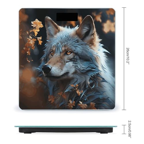 Báscula digital de baño con diseño Autumn Leaves y Lobo miniatura 2