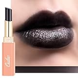 Oulac Halloween Schwarzer Lippenstift und Lip Balm, Saftiger und Glänzender lippenpflege Lippenstifte, Glänzendes Finish für trockene, rissige und spröde Lippen, Vegan 27 Black Mirage
