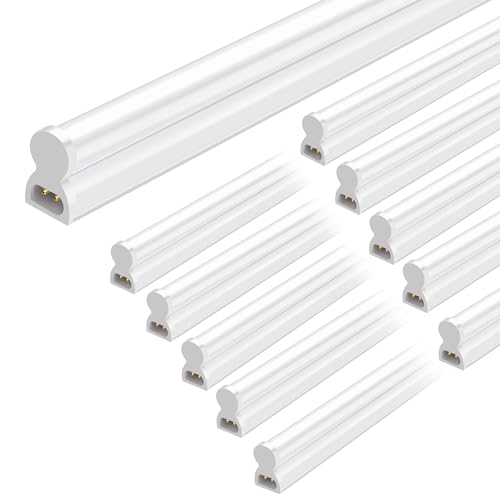 hykolity 10 Pack LED Shop Light 4FT, T5 Integrated Single Fixture, 22W, 2200lm, 6500K Super Bright White, Linkable Shop Light, Utility Shop Lights, Corded Electric W/Built-in ON/Off Switch