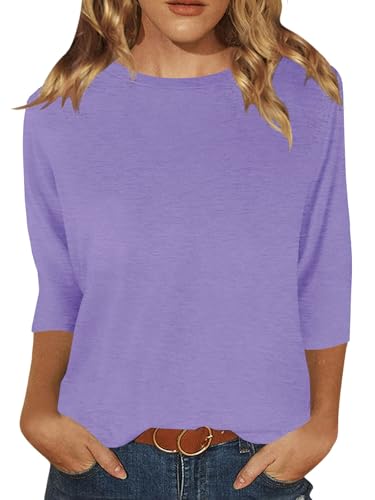 Image of JomeDesign Womens Tops 3 /4 Sleeve Shirts Round Neck Loose Casual Blouses Floral Print Tshirts