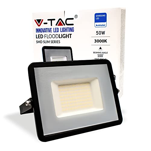 Tipo di montaggio: a parete V-TAC Faro LED da Esterno 50W con Chip Samsung - [Ultima Generazione] - IP65-4000 Lumen - Proiettore Faretto LED Esterno Nero per Casa, Giardino, Garage - Impermeabile - Fari - Luce Bianca Naturale