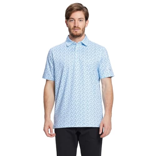 Image of Golf Shirts for Men Dry Fit Short Sleeve Print Performance Moisture Wicking Polo Shirt