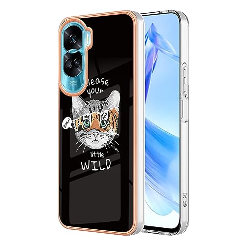 WBWONE Funda para Huawei Honor 90 Lite, Carcasa Borde de Silicona TPU Resistente a los Golpes Case Protectora con Patrón Pintado - Gato