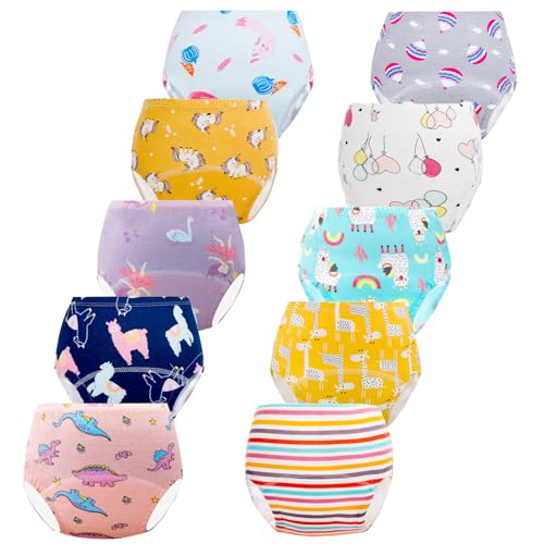 JackLoveBriefs Pack de 10 Bragas de Aprendizaje niña 4-6 Años(Multicolor，Talla：L)