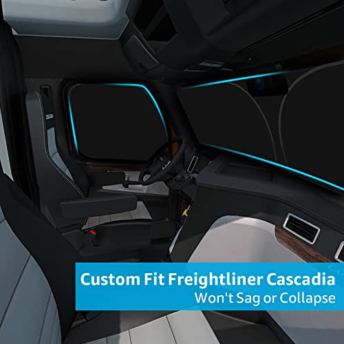 Image of Proadsy Front Windshield and Side Windows Custom Fit 2018-2025 2026 Freightliner Cascadia, Semi-Truck Semi, Commercial & Big Rig Truck Sun Shade Foldable Sun Protector Privacy Cover