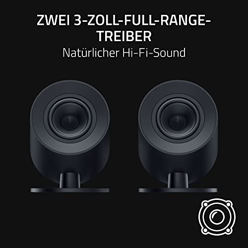 Razer Nommo V2 X - Full-Range-2.0-Gaming-Lautsprecher für PC (Zwei 3-Zoll-Full-Range-Treiber, THX Spatial Audio, Max. Schalldruck 96 dB, Plattformübergreifende Kompatibilität) Schwarz