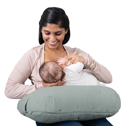 Image of Boppy Nursing Pillow, Cotton Muslin Ergonomic Breastfeeding Support Pillow
