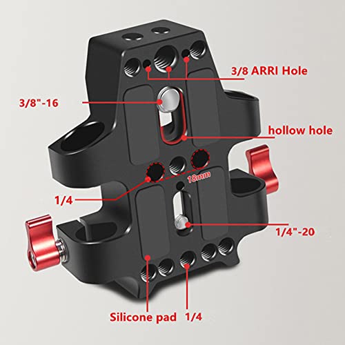 Placa de base de tripé universal para gaiola de câmera de 6,3 mm e 9,5 mm com braçadeira de trilho d