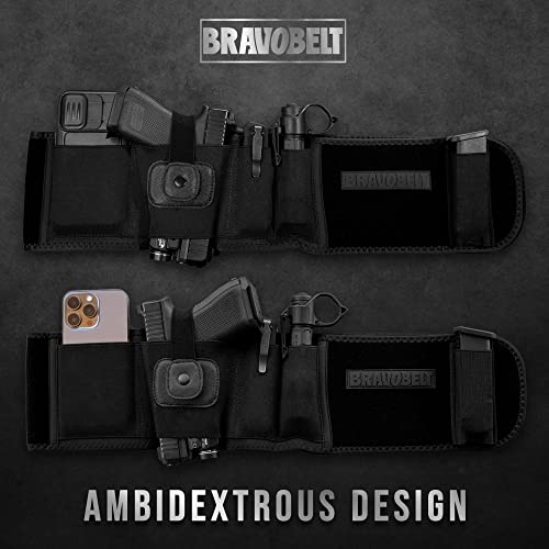 Bravobelt Laser Fit Edition - Belly Band Holster For Concealed Carry | Compatible With Red Dot, Lasers & Tactical Tlr Light Systems -Unisex, Black #TOP3