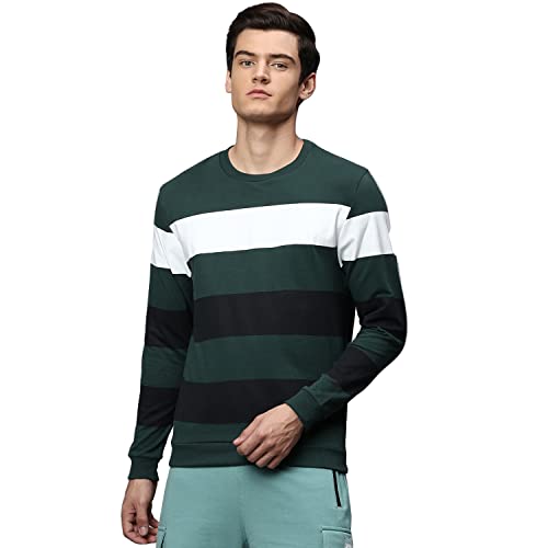 Image of Hubberholme Women's Winter Wear Cotton Blend Striped Crew Neck Pullover Sweatshirt