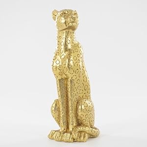 Cheetah Statue Gold Leopard Sculpture Home Decor Leopard Sculpture Resin Handmade Sitting Suitable for Living Room Table Center Bedroom Gift for Woman Father