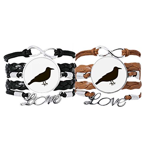 Bracelet Amour Couple en cuir avec motif corbeau noir mignon DIYthinker