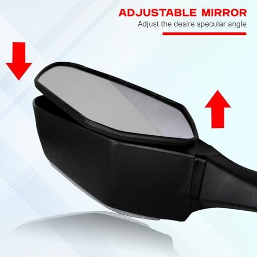 Image of OTO2EYE Adjustable Foldable Rearview Side Mirror With LED Turn Signal Light Compatible For Kawasaki Ninja ZX-10-R | Yamaha R15 V1 V3 V4 | Yellow Indicator Light (Black, Pack of 2)