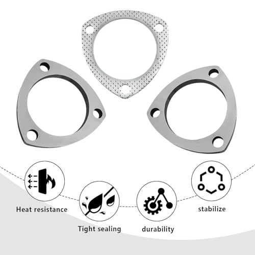 Image of 2.5 inch Exhaust Flange Gasket with 3 Exhaust Bolts Tool Set,Stainless Steel Exhaust Flange Repair Kit for Securing Exhaust System Component,Durable Car Accessories Exhaust Gaskets Kit (2.5 inch)