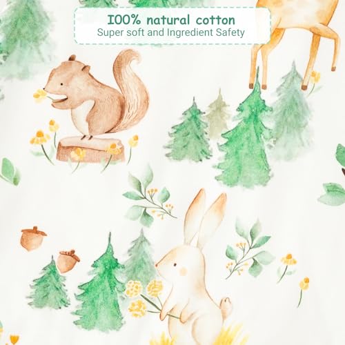 Miniatura 3 de Wytbaby 2 Pack Saco De Dormir Con Pies 1.0 Tog 100 Algodón Saco Dormir Bebe Para Niños Y Niñas, Bosque Animales Verde Oscuro