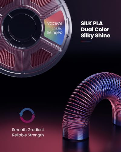 Image of YOOPAI Dual Color Silk PLA Filament 1.75mm, Two-Tone Coextrusion PLA 3D Printer Filament, Shiny Color Change Finish, Enhanced Formula for Stable Printing, 1kg Spool, Red Blue