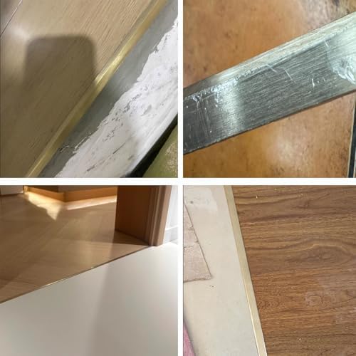 Floor Transition Strip - Wood Floors Divider Cover, 5/8" Wide Threshold Trim with Brushed Surface, C-Shaped Edge Guard for Joining Floor Gaps (5.8x17.7mm)