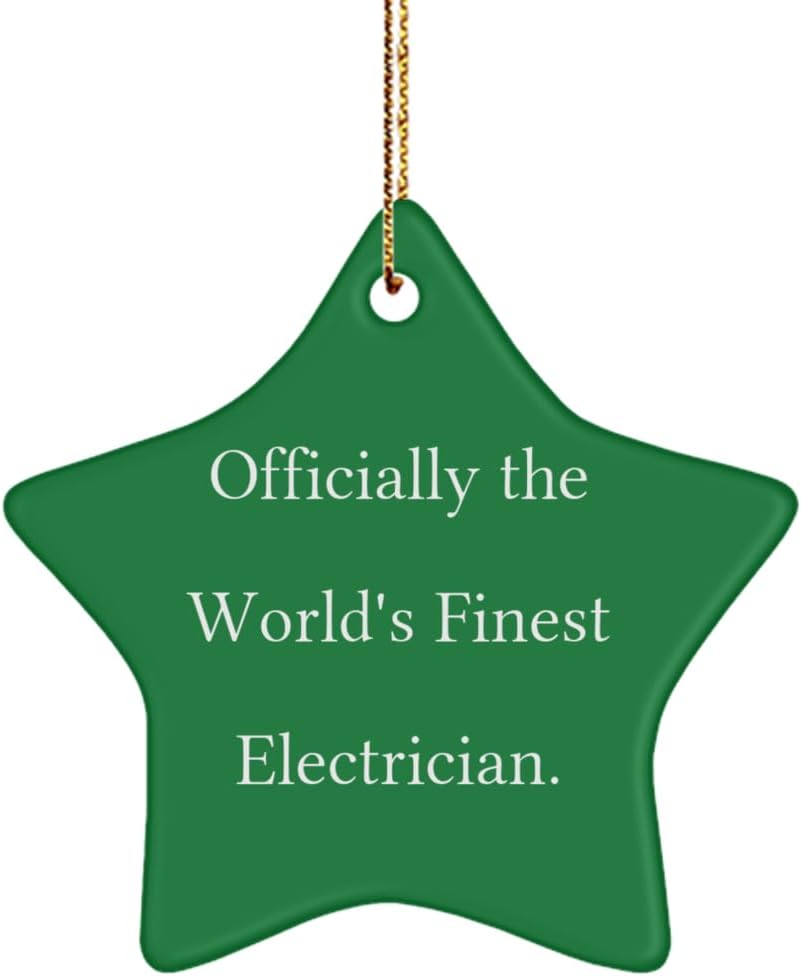 Inspirational Electrician Star Ornament, Officially The World's, Funny Gifts for Friends from Team Leader, Birthday Unique Gifts, Christmas, Lights, Wiring, Electrician Tools, Safety