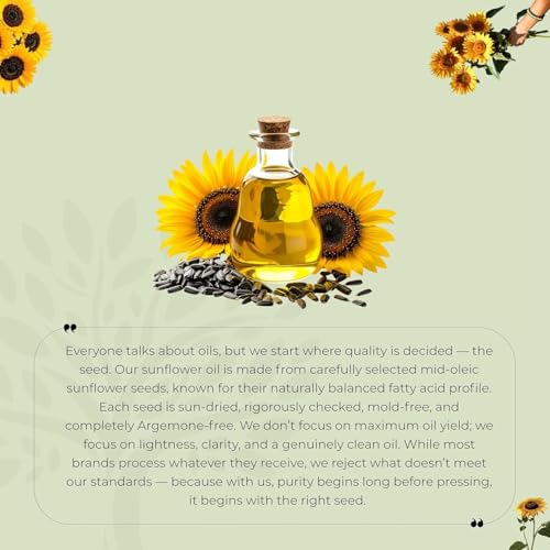 Image of Shree Aanantam Wood Cold Pressed Sunflower Oil - 1L | Glass Bottle | Kolhu /Chekku | Extracted on Wooden Churner | Natural | Chemical-Free | Cold Pressed Sunflower Oil for Cooking