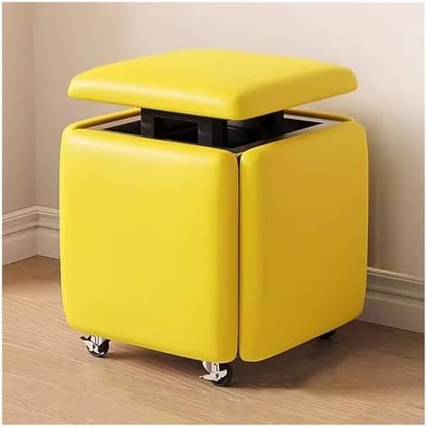 Chaise cube empilable avec roulettes – Repose-pieds polyvalent pour salon et salle à manger