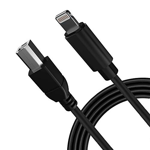 Phone to MIDI Cable,Aoiutrn USB 2.0 OTG Type B Musical Instrument Midi Adapter Cord Compatible with iPhone 11 Pro / 11 /XS/Max/X/8/7 to Electric Piano,Midi Keyboard,Audio DAC and More (Black)