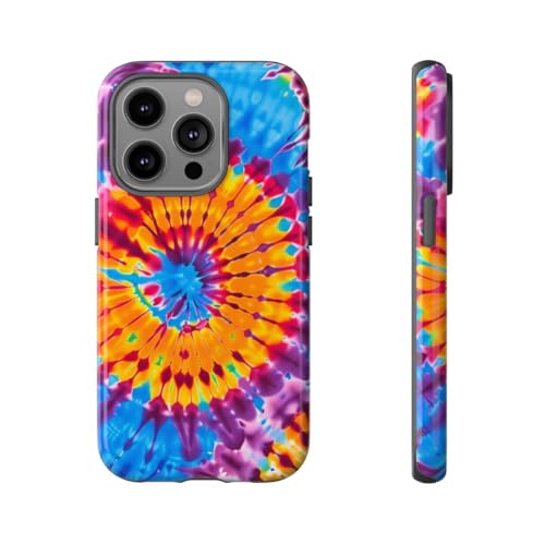 Coque iPhone 14 Pro rigide bleue tie-dye : protégez votre mobile avec style