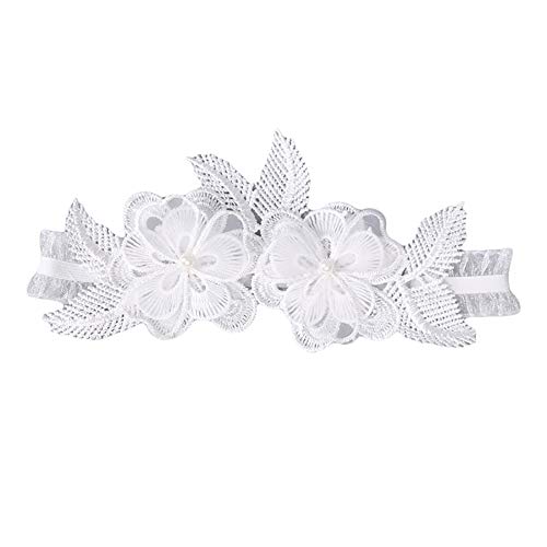 Sytauuan Jarretière de Mariée Fleur Exquise, Wedding Garter Cuisse Elastique en Dentelle avec Fausse Perle, Jambe de Mariée Décor pour Le Mariage Blanc Cover