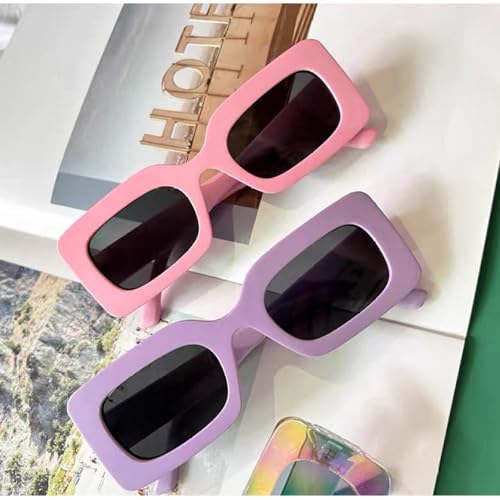 Lunettes de soleil légères carrées rose violet pour masquer la fatigue