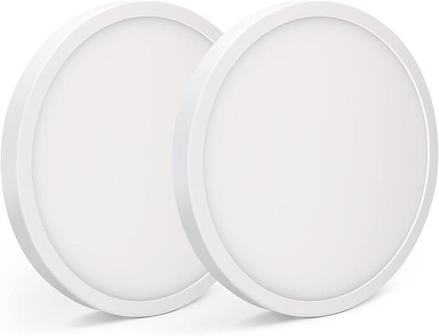 Taoellen 2Pack LED Ceiling Light, 18W Round Flush LED Ceiling Light, 6500K Cold White Bathroom Ceiling Light, Modern Ceiling Light for Corridor, Kitchen, Entrance Hall, Porch, Balcony, Hallway